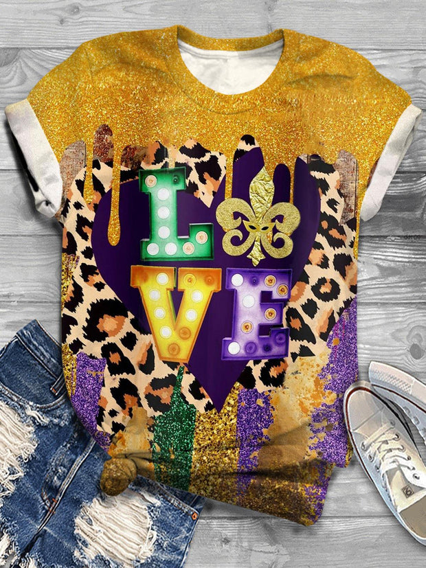 Love Mardi Gras Crew Neck T-shirt