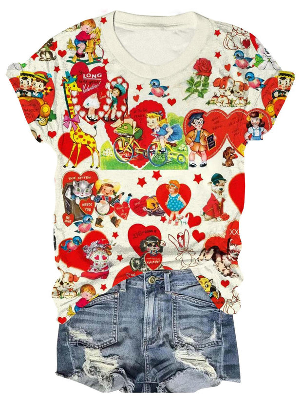 Vintage Valentine Cards Crew Neck T-shirt