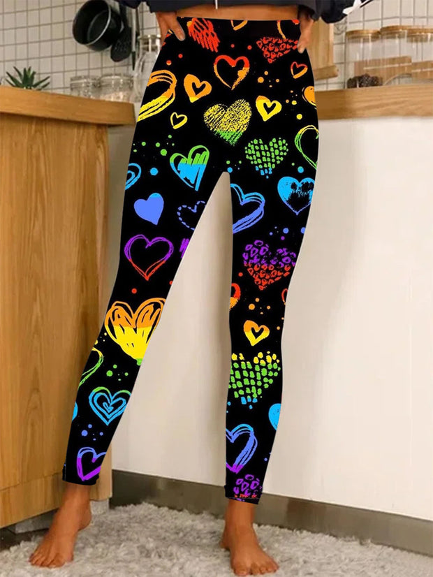 Women's Colorful Heart Print Leggings